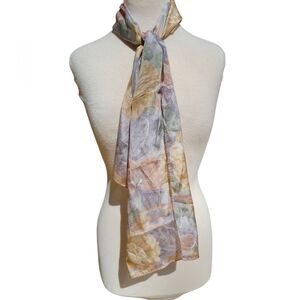 Vintage Liz Claiborne 100% Silk Scarf Pastel Floral | Hand Rolled